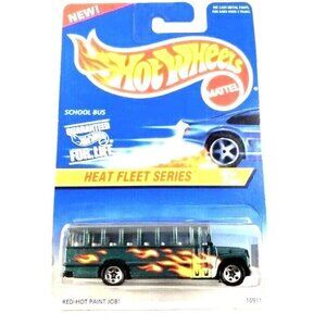 2/$8 Die Cast Hot Wheels 1997 Heat Fleet Series 2/4 SCHOOL BUS 538 Green 5 Spoke